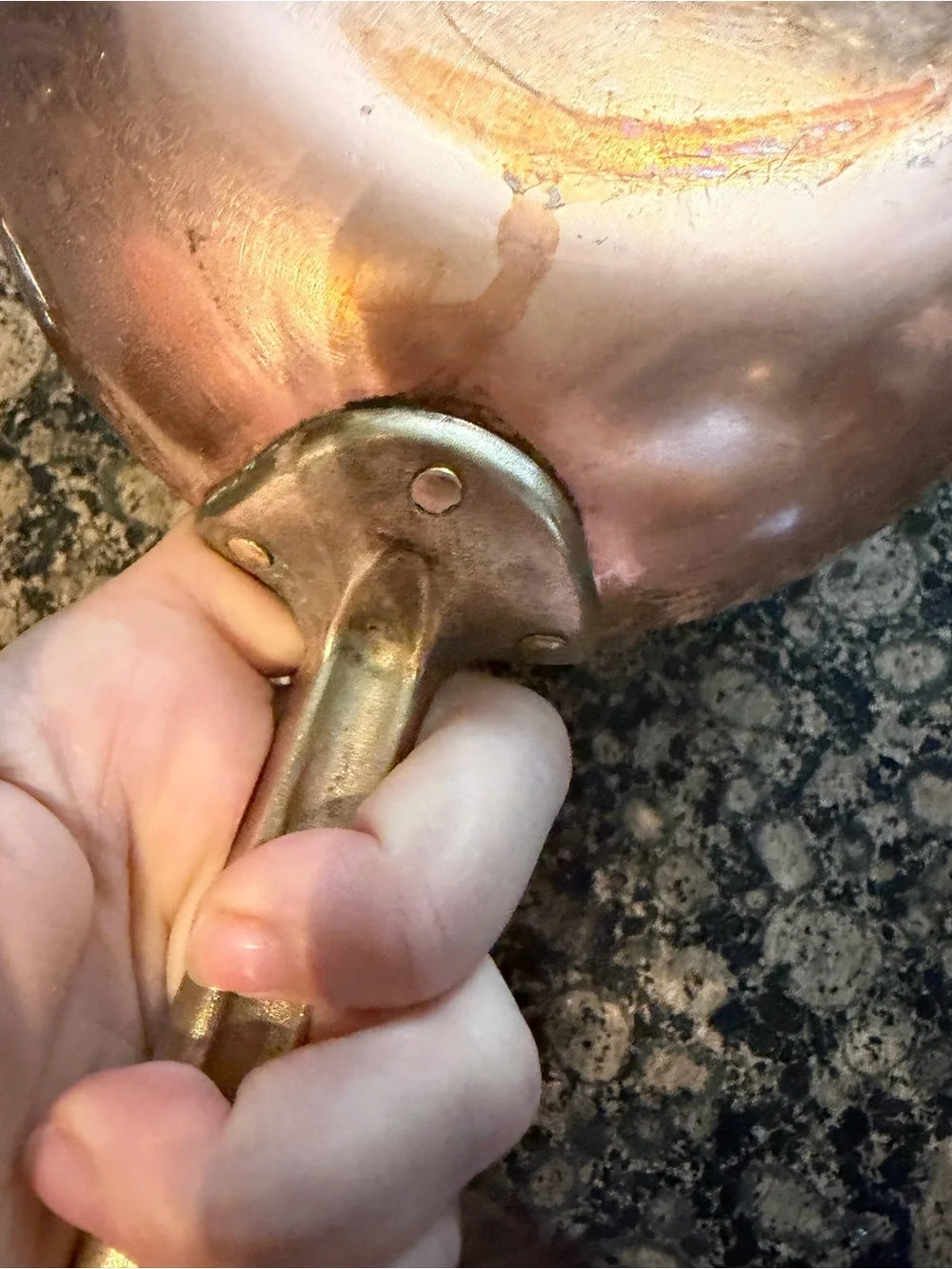 Vintage Paul Revere Copper-Finish Fry Pan with Brushed Brass Handle